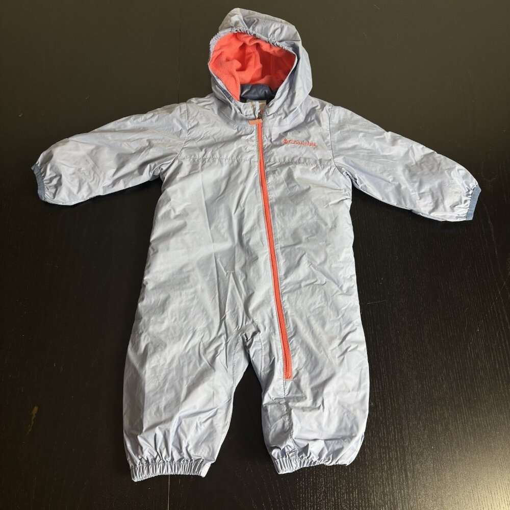 Columbia Light Blue Snowsuit with Coral Lining